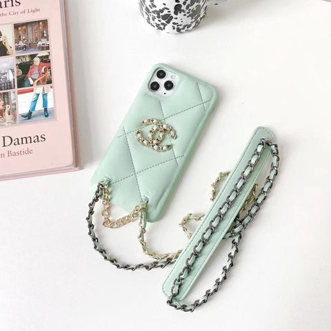 Luxury leather crossbody chain phone case