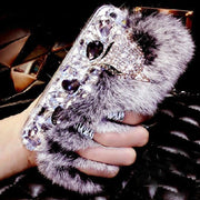 Rhinestone plush phone case For samsung