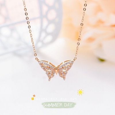 Butterfly diamond-encrusted collarbone chain