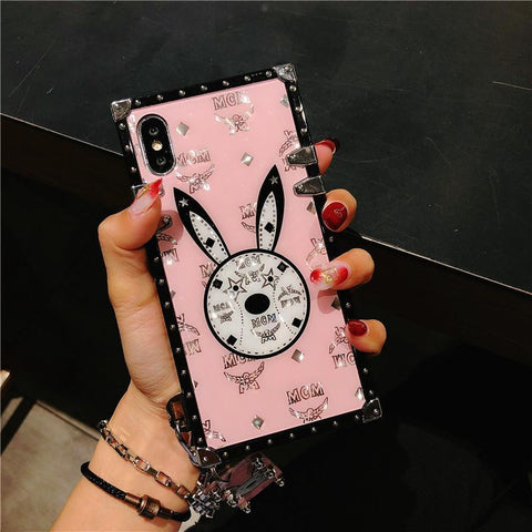 Luxury rabbit square phone case for Samsung