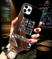 Sparkling side Diamond makeup mirror phone case