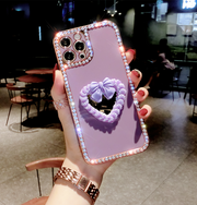 Rhinestone Love Makeup Mirror Phone Case For iphone