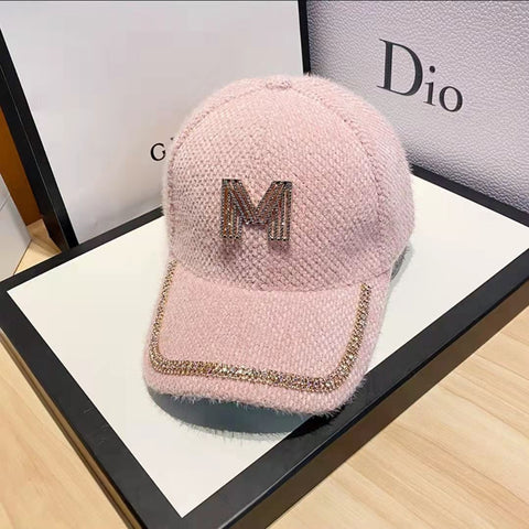 Luxury plush baseball cap with diamonds