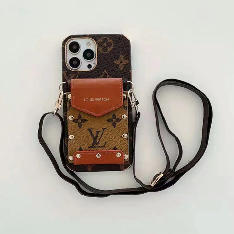 Body cross card hold leather phone case for iphone