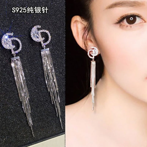 2022 tassel long zircon earrings