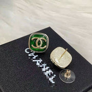 New drop green rubber stud earrings