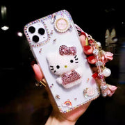 Luxury crystal cat bracelet phone case  for iphone