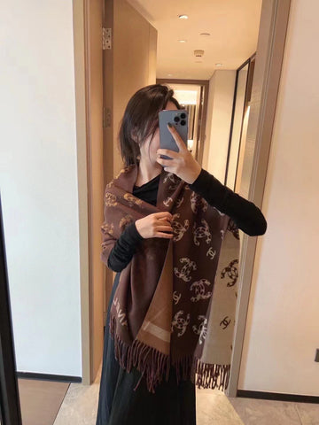 New Luxury autumn and winter Stitching color cashmere warm shawl tassel scarf