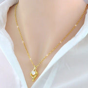 18k yellow gold necklace clavicle chain