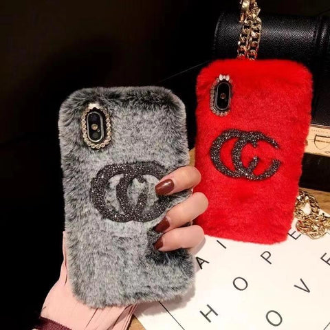 Fashion Rhinestone plush phone case