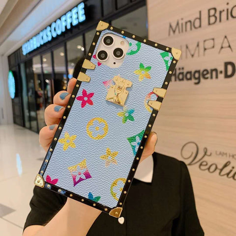 Colorful retro flower square phone case