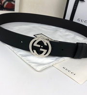 Leather belt with Double G buckle