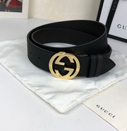 Leather belt with Double G buckle