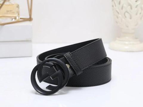 Leather belt with Double G buckle