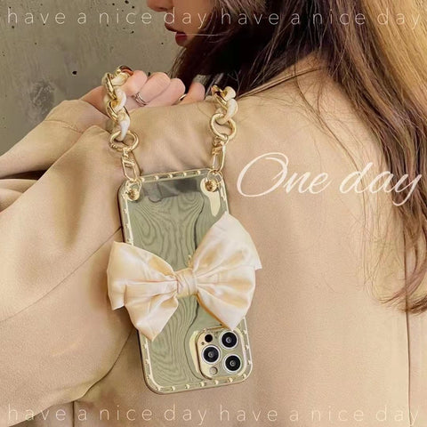 Luxury bow Carry chain phone case For iphone