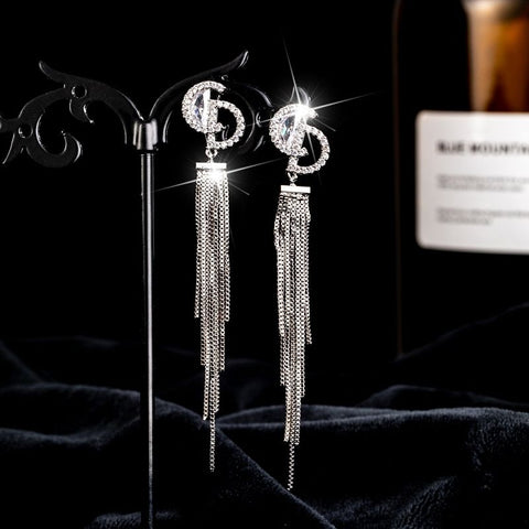 2022 tassel long zircon earrings