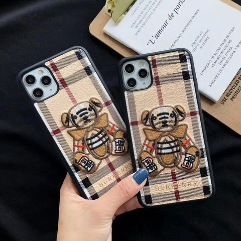 Embroidered bear phone case