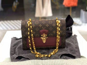 Metal Chain Leather Shoulder Bag