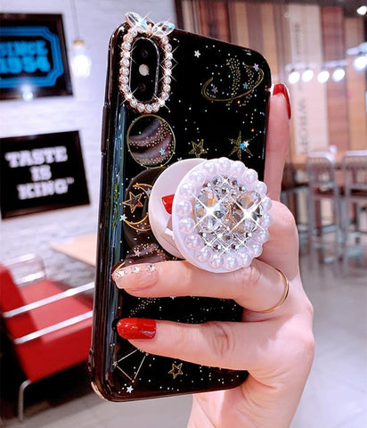 Gold Foil Rhinestone Stand Phone Case