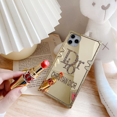 Rhinestone square mirror phone case