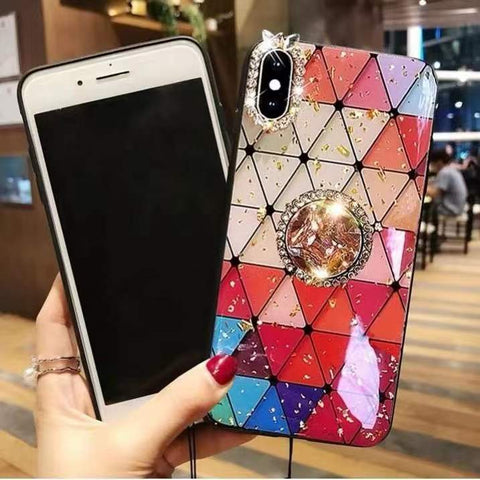 Glittering Diamond Ring Stand Phone Case