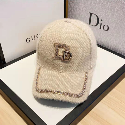 Luxury plush baseball cap with diamonds