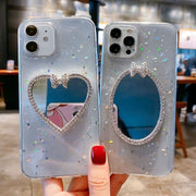 Rhinestone makeup mirror phone case