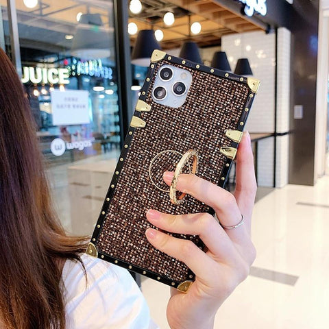 Luxurious Shiny square Ring bracket phone case