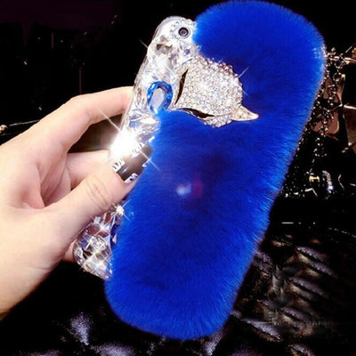 Rhinestone plush phone case For samsung