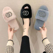 New Woman Warm Flurry Slippers Flats Home  Winter Plush Shoes