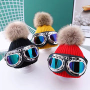 New Skiing with glasses knitted Kids hat