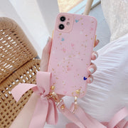 Love heart Bow Gold leaf Phone Case