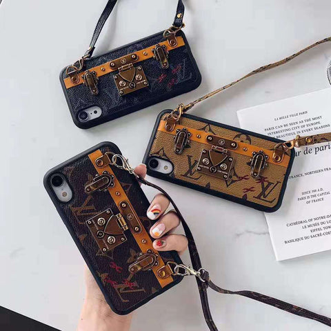 Fashion lock diagonal strap phone case