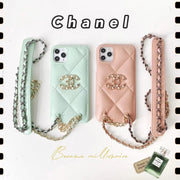 Luxury leather crossbody chain phone case