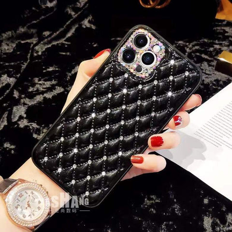 Luxury diamond-studded rhombus phone case for iphone