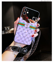 Luxury rhinestone makeup mirror phone case