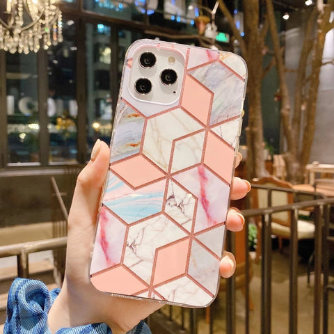 Glitter geometric fragment phone case