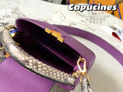 Purple python pattern handbag