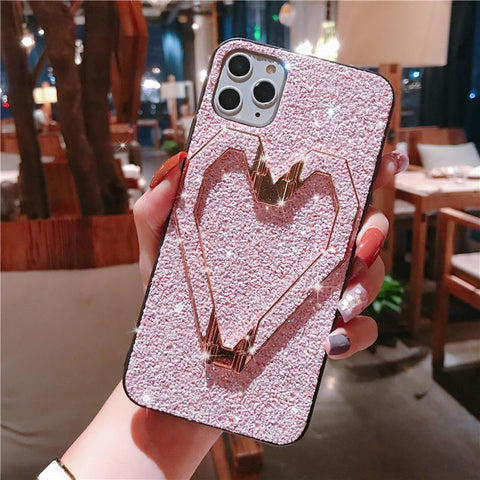 Glitter Love Bracket Phone Case