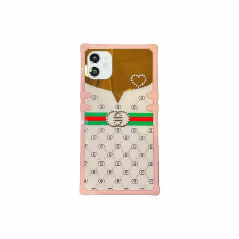 Pink diamond square phone case  for Samsung