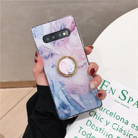 Gold Leaf Marble Bracket Soft Phone Case