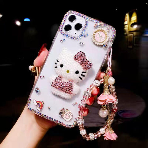 Luxury crystal cat bracelet phone case  for iphone