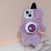 Purple plush monster phone case