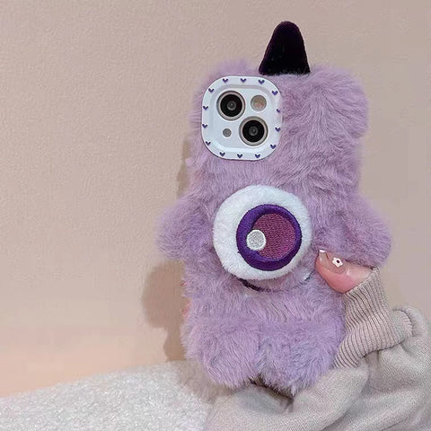 Purple plush monster phone case