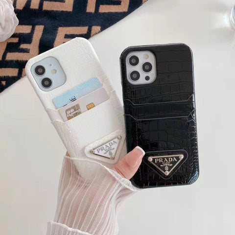 Luxury leather card pocket protective phone case for iphone