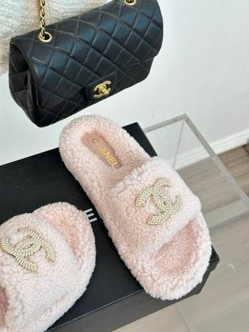 2023 CC Xiaoxiang classic four seasons double C plush slippers-S27