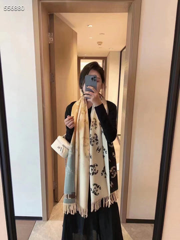 New Luxury autumn and winter Stitching color cashmere warm shawl tassel scarf