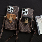 Body cross card hold leather phone case for iphone