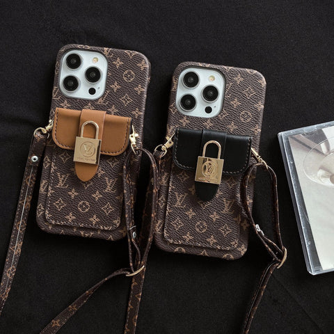 Body cross card hold leather phone case for iphone