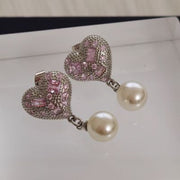 New colored diamond love pearl earrings female earrings